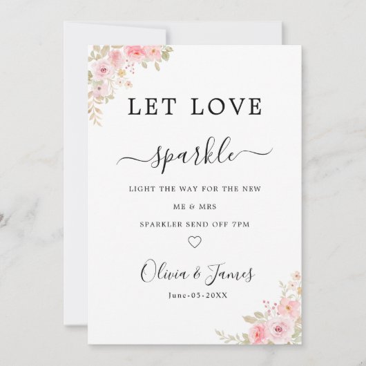 Sparklers Wedding Send Off Sign Template, 招待状 (正面)