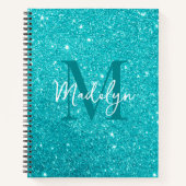  sparkles Blue glitter monogram name girly ノートブック (正面)