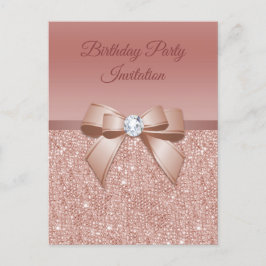 Sparkles & Glamor、バラ金ゴールド誕生日パーティー インビテーションポストカード