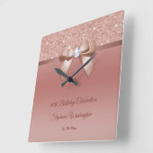 Sparkles & Glamor、バラ金ゴールド誕生日パーティー スクエア壁時計 (傾斜)