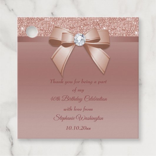 Sparkles & Glamor、バラ金ゴールド誕生日パーティー フェイバータグ (正面)