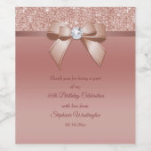 Sparkles & Glamor、バラ金ゴールド誕生日パーティー ワインラベル (シングルラベル)