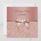 Sparkles & Glamor、バラ金ゴールド誕生日パーティー 招待状 (正面)