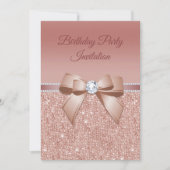 Sparkles & Glamor、バラ金ゴールド誕生日パーティー 招待状 (正面)