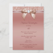 Sparkles & Glamor、バラ金ゴールド誕生日パーティー 招待状 (裏面)