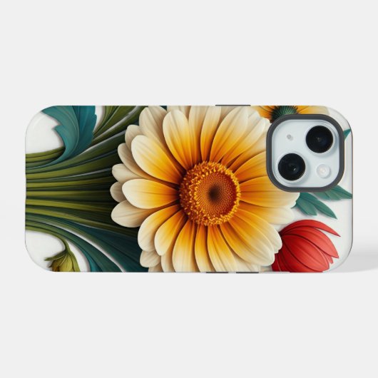 Sparkles Petals: 4Dフラワーファンタジー iPhone 15ケース (裏面横)