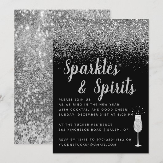 Sparkles & Spirits | 年越しパーティー 招待状 (正面/裏面)
