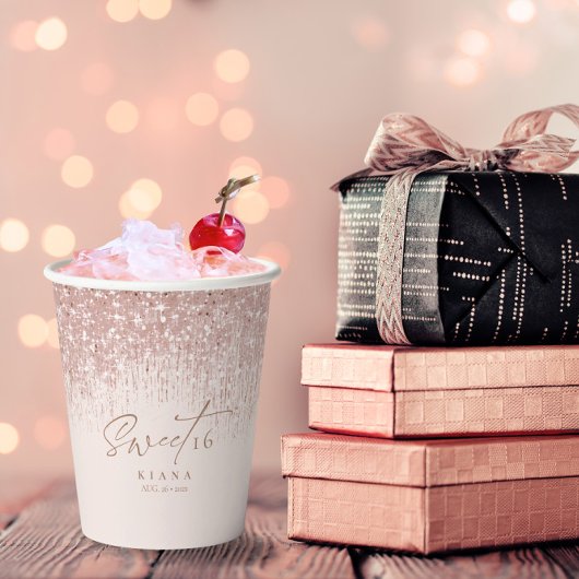 Sparkles Sweet Sixteen Rose Gold ID912 紙コップ