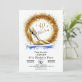 Sparkles Women Digital金ゴールド40th Birthday 招待状 (スタンド正面)