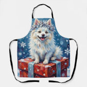 Sparkling American Eskimo Dog Festive Gift Cushion エプロン (正面)