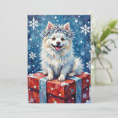 Sparkling American Eskimo Dog Festive Gift Cushion シーズンカード (スタンド正面)