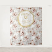 Sparkling Blush Floral Birthday Party Backdrop タペストリー (正面)
