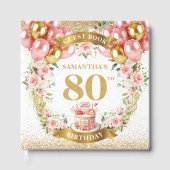 Sparkling Blush Gold 80th Birthday Wishes Book ゲストブック (正面)