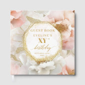 Sparkling Blush Ivory Gold Birthday Guest Book ゲストブック (正面)