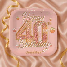 Sparkling Blush Pink and Gold 40th Birthday