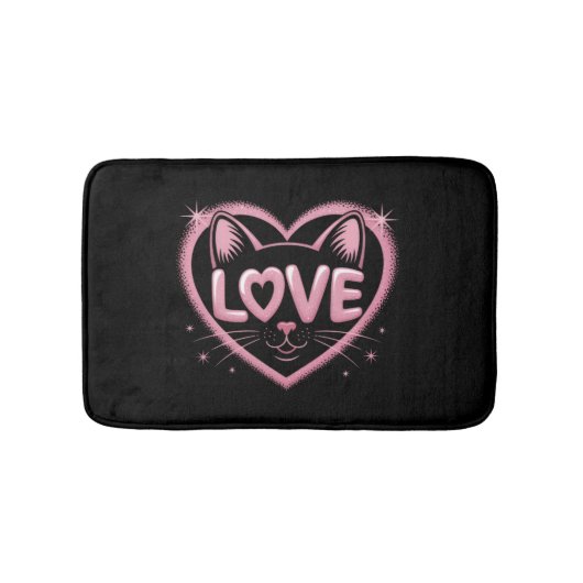 Sparkling Cat Love バスマット (正面)