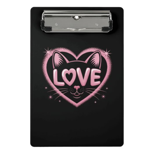 Sparkling Cat Love ミニクリップボード (正面)