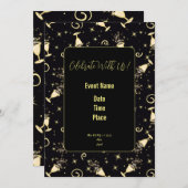 Sparkling Celebration - Libations in Gold & Black 招待状 (正面/裏面)