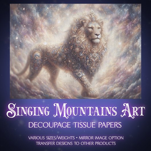 Sparkling Celestial Lion Spirit Decoupage 薄葉紙