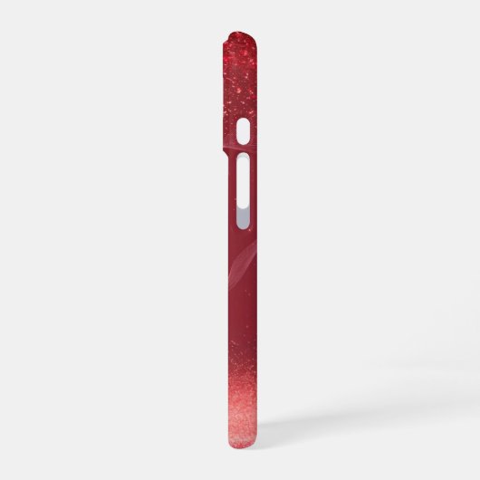 Sparkling Cherry Red Glitter Phone Case iPhone 16ケース (左側面)