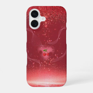 Sparkling Cherry Red Glitter Phone Case iPhone 16ケース