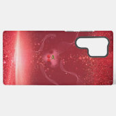Sparkling Cherry Red Glitter Phone Case Samsung Galaxyケース (裏面横)