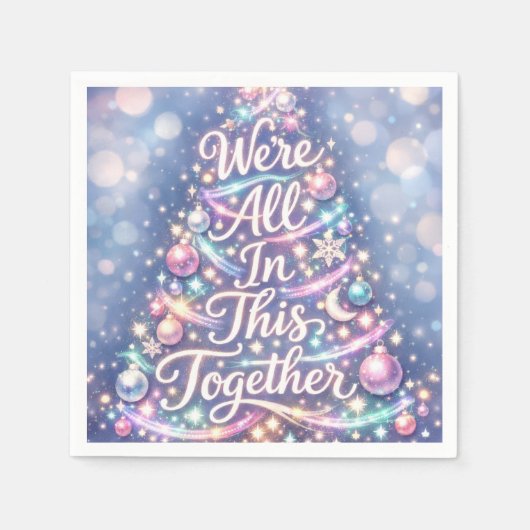 Sparkling Christmas Tree with Text スタンダードカクテルナプキン (正面)