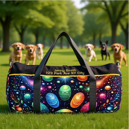 Sparkling Cosmos Artistic Travel Monogram Personal ダッフルバッグ