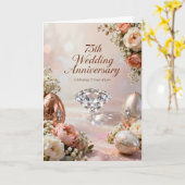 Sparkling Diamond 75th Wedding Anniversary カード (黄色い花)