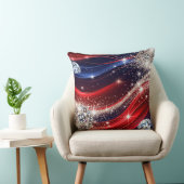 Sparkling Diamonds and Glittering Red Blue Waves クッション (椅子)