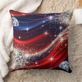 Sparkling Diamonds and Glittering Red Blue Waves クッション (ブランケット)