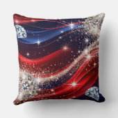 Sparkling Diamonds and Glittering Red Blue Waves クッション (裏面)