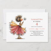 Sparkling Fairy Girl 3rd Birthday Blush Floral  招待状 (正面)