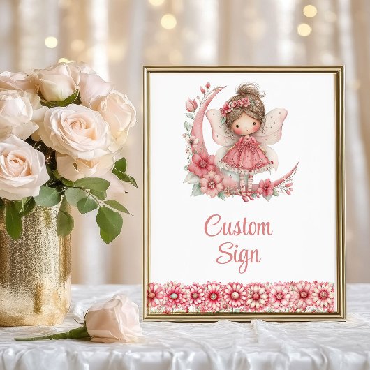 Sparkling Fairy Girl Blush Floral Birthday Custom  ポスター