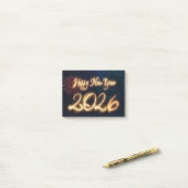 Sparkling Fireworks Happy New Year 2026 ポストイット (デスク上)