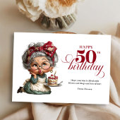Sparkling Funny 50th Quirky Birthday Lady Card 招待状