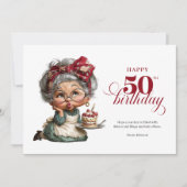 Sparkling Funny 50th Quirky Birthday Lady Card 招待状 (正面)