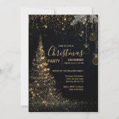 Sparkling Gold Christmas Tree Invitation 招待状 (正面)