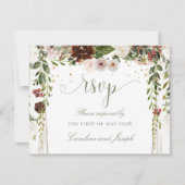 Sparkling Gold Floral Chuppah Canopy Wedding 出欠カード (正面)