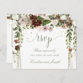 Sparkling Gold Floral Chuppah Canopy Wedding  出欠カード (正面/裏面)