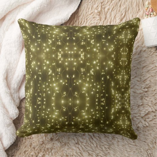 Sparkling Golden Lights Throw Pillow クッション (ブランケット)