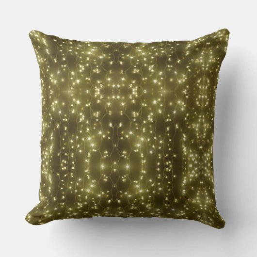 Sparkling Golden Lights Throw Pillow クッション (正面)