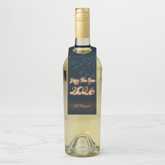 Sparkling Happy New Year Fireworks 2026 ボトルネックタグ (ボトル)