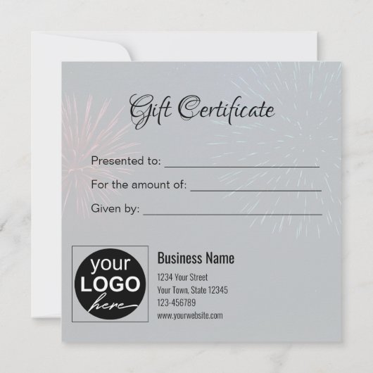 Sparkling Happy New Year Fireworks 2026 Gift Card (裏面)