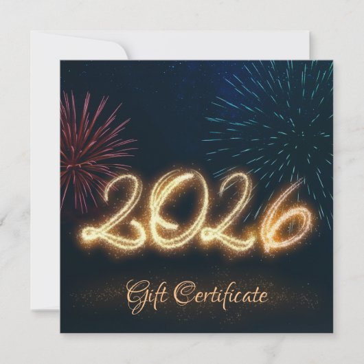 Sparkling Happy New Year Fireworks 2026 Gift Card (正面)