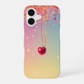 Sparkling Heart & Cherry Romantic Phone Case iPhone 16ケース (裏面)
