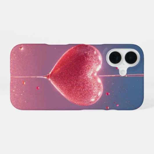 Sparkling Heart & Cherry Romantic Phone Case iPhone 16ケース (裏面横)
