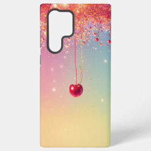 Sparkling Heart & Cherry Romantic Phone Case Samsung Galaxy S22 Ultraケース