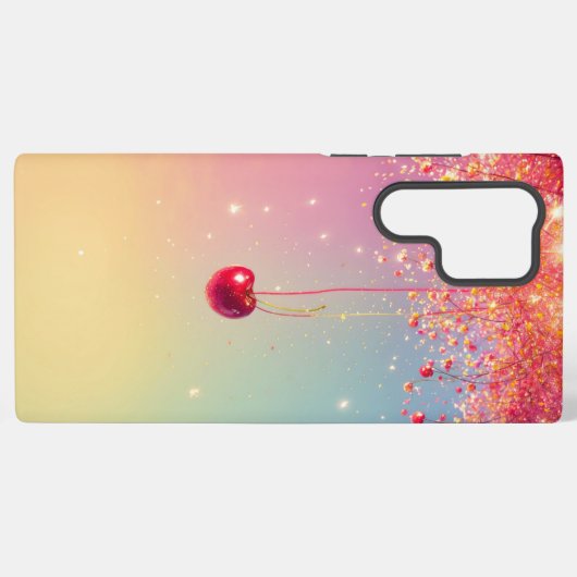 Sparkling Heart & Cherry Romantic Phone Case Samsung Galaxyケース (裏面横)