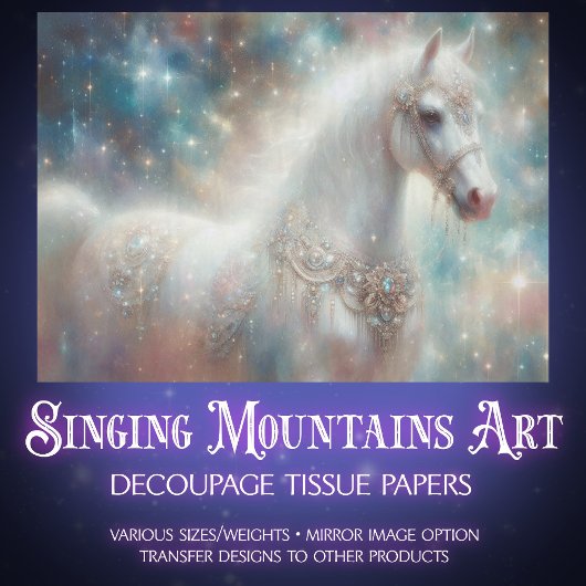 Sparkling Horse Starry Galaxy Art Decoupage 薄葉紙